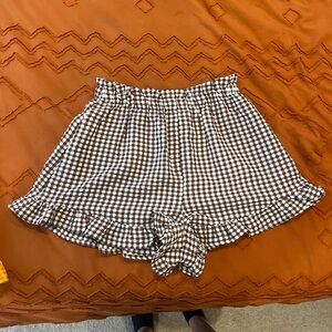 wild fable Brown & White Gingham Ruffle Shorts